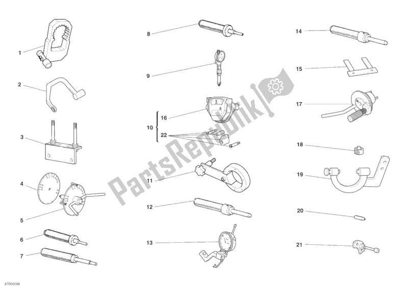 Todas las partes para 001 - Herramientas De Servicio De Taller, Motor de Ducati Sport ST3 USA 1000 2007